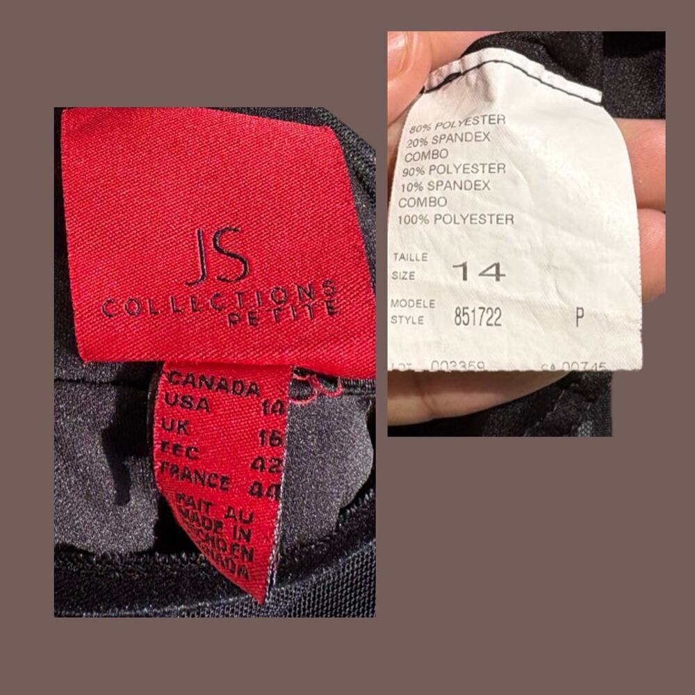JS Collections Mesh Top | Sheer Black Velvet | Size 14P | Vintage - Picture 4 of 5